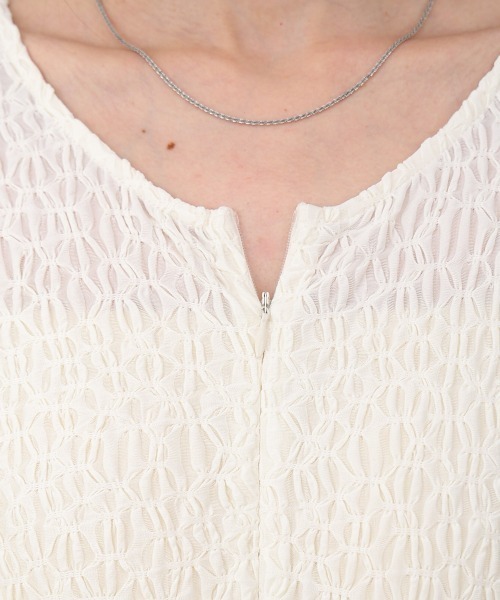 Bab（バブ）の「【低身長向けサイズあり】前後2WAYウェーブ柄シュシュ付ワンピース（つなぎ/オールインワン・レディース・ブラウン/ブラック/アイボリー/A・MEDIUM/SMALL）」の9枚目の写真