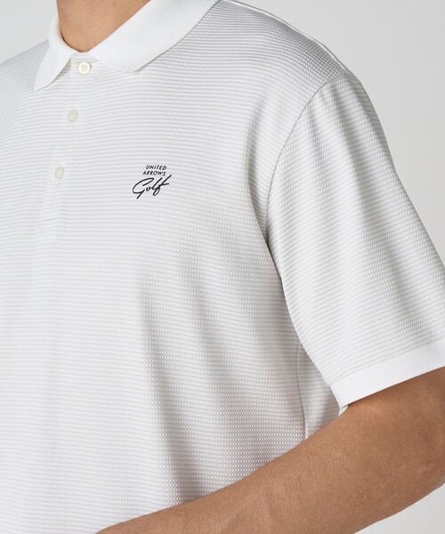 UNITED ARROWS GOLF ポロシャツ L ホワイト セール】メンズ プレイド ジャガード ポロシャツ（ポロシャツ