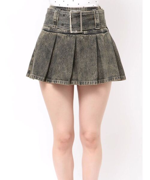 GYDA（ジェイダ）の「ハイウエストWIDE BELTプリーツデニムスカートライクショートパンツ（デニムスカート・レディース・ライトブルー/インディゴブルー/その他1・SMALL/MEDIUM）」の14枚目の写真
