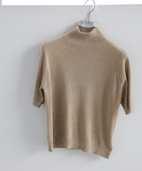 select MOCA(セレクトモカ)の「ハイネックパイルハーフスリーブニット(ニット/セーター・レディース・ベージュ/チャコールグレー・FREE)」の15枚目の写真