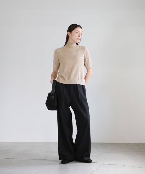 select MOCA(セレクトモカ)の「ハイネックパイルハーフスリーブニット(ニット/セーター・レディース・ベージュ/チャコールグレー・FREE)」の12枚目の写真
