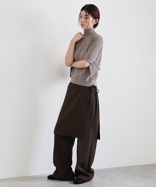 select MOCA(セレクトモカ)の「ハイネックパイルハーフスリーブニット(ニット/セーター・レディース・ベージュ/チャコールグレー・FREE)」の20枚目の写真