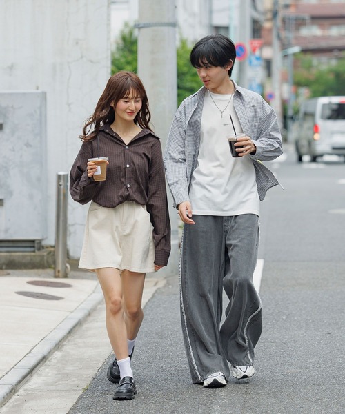 GLOBAL WORK（グローバルワーク）の「BIGチェックシャツ/AND YUA ANY/576818（シャツ/ブラウス・キッズ・ブルーグレー/ブラウン・LARGE/MEDIUM）」の3枚目の写真