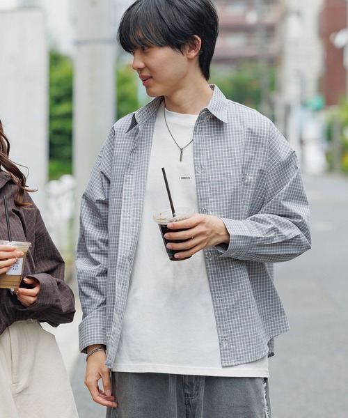 GLOBAL WORK（グローバルワーク）の「BIGチェックシャツ/AND YUA ANY/576818（シャツ/ブラウス・キッズ・ブルーグレー/ブラウン・LARGE/MEDIUM）」の4枚目の写真