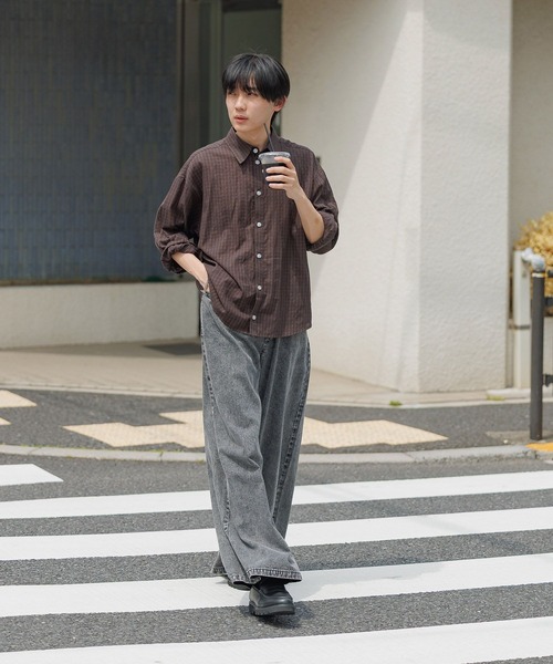 GLOBAL WORK（グローバルワーク）の「BIGチェックシャツ/AND YUA ANY/576818（シャツ/ブラウス・キッズ・ブルーグレー/ブラウン・LARGE/MEDIUM）」の13枚目の写真