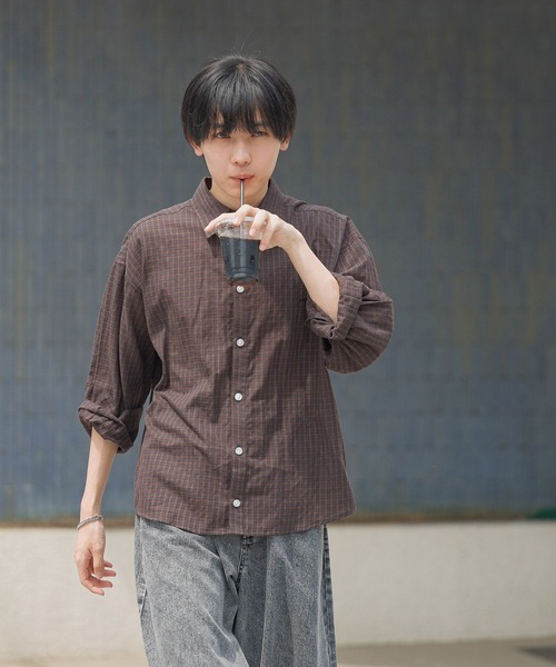 GLOBAL WORK（グローバルワーク）の「BIGチェックシャツ/AND YUA ANY/576818（シャツ/ブラウス・キッズ・ブルーグレー/ブラウン・LARGE/MEDIUM）」の16枚目の写真
