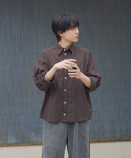 GLOBAL WORK（グローバルワーク）の「BIGチェックシャツ/AND YUA ANY/576818（シャツ/ブラウス・キッズ・ブルーグレー/ブラウン・LARGE/MEDIUM）」の17枚目の写真