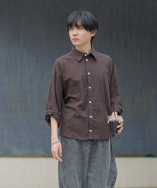 GLOBAL WORK（グローバルワーク）の「BIGチェックシャツ/AND YUA ANY/576818（シャツ/ブラウス・キッズ・ブルーグレー/ブラウン・LARGE/MEDIUM）」の18枚目の写真