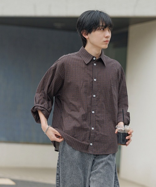 GLOBAL WORK（グローバルワーク）の「BIGチェックシャツ/AND YUA ANY/576818（シャツ/ブラウス・キッズ・ブルーグレー/ブラウン・LARGE/MEDIUM）」の19枚目の写真