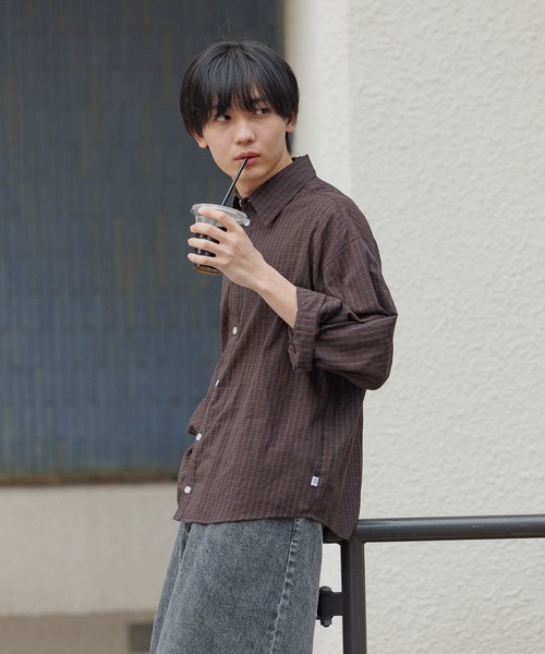 GLOBAL WORK（グローバルワーク）の「BIGチェックシャツ/AND YUA ANY/576818（シャツ/ブラウス・キッズ・ブルーグレー/ブラウン・LARGE/MEDIUM）」の20枚目の写真