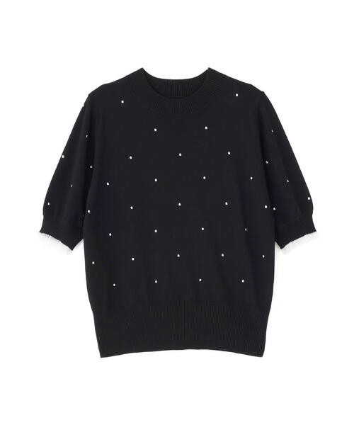 NATURAL BEAUTY BASIC(ナチュラルビューティーベーシック)の「◇ドット刺繍ハーフスリーブニット(ニット/セーター・レディース・ホワイト系その他/グレー系その他/ブラック系その他・FREE)」の4枚目の写真