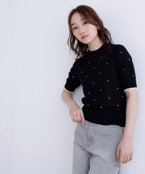 NATURAL BEAUTY BASIC(ナチュラルビューティーベーシック)の「◇ドット刺繍ハーフスリーブニット(ニット/セーター・レディース・ホワイト系その他/グレー系その他/ブラック系その他・FREE)」の11枚目の写真