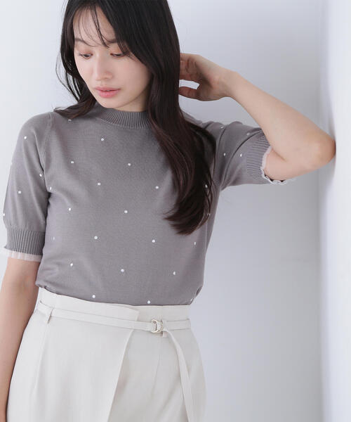 NATURAL BEAUTY BASIC(ナチュラルビューティーベーシック)の「◇ドット刺繍ハーフスリーブニット(ニット/セーター・レディース・ホワイト系その他/グレー系その他/ブラック系その他・FREE)」の15枚目の写真