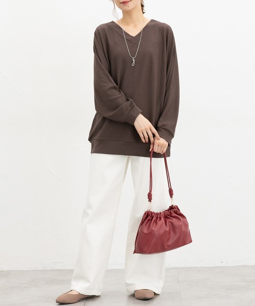 Honeys（ハニーズ）の「やわらかギャザーバッグ（ハンドバッグ・レディース・アイボリー/ブラック/ブラウン/レッド/ガンメタ・FREE）」の12枚目の写真