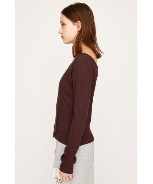 SLY（スライ）の「ASYMMETRY BUTTON TOPS アシンメトリー ボタン トップス 長袖 秋服（Tシャツ/カットソー・レディース・ブラウン/イエロー/ブラック/杢グレー・FREE）」の14枚目の写真