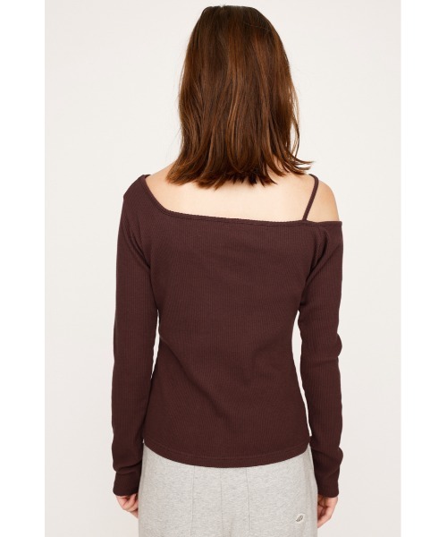 SLY（スライ）の「ASYMMETRY BUTTON TOPS アシンメトリー ボタン トップス 長袖 秋服（Tシャツ/カットソー・レディース・ブラウン/イエロー/ブラック/杢グレー・FREE）」の15枚目の写真