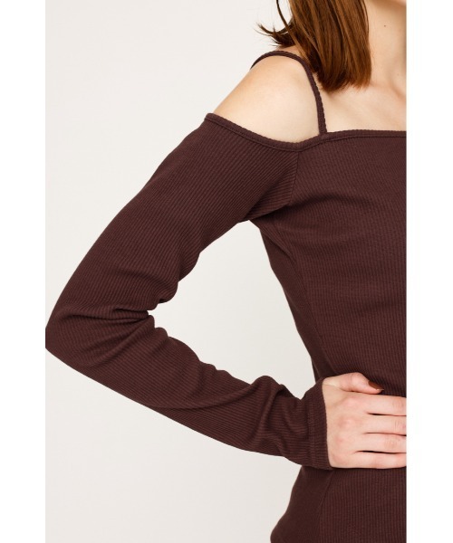 SLY（スライ）の「ASYMMETRY BUTTON TOPS アシンメトリー ボタン トップス 長袖 秋服（Tシャツ/カットソー・レディース・ブラウン/イエロー/ブラック/杢グレー・FREE）」の16枚目の写真