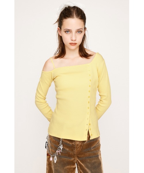 セール】ASYMMETRY BUTTON TOPS アシンメトリー ボタン トップス 長袖