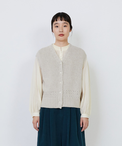 LOISIR（ロワズィール）の「リネンウールホールガーメントベスト（ベスト・レディース・キナリ/グレー・FREE）」の10枚目の写真