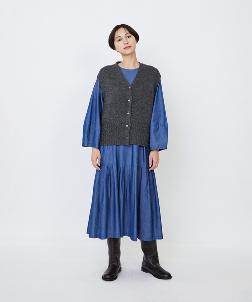 LOISIR（ロワズィール）の「リネンウールホールガーメントベスト（ベスト・レディース・キナリ/グレー・FREE）」の16枚目の写真