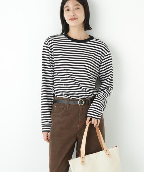 human woman(ヒューマンウーマン)の「◆ゼロロックコットンスムースボーダーカットソー(Tシャツ/カットソー・レディース・ホワイト系その他3・MEDIUM)」の4枚目の写真