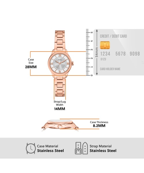 FOSSIL(フォッシル)の「フォッシル 腕時計 レディース アナログ ステンレス ES5420(アナログ腕時計・レディース・ピンクゴールド・FREE)」の5枚目の写真