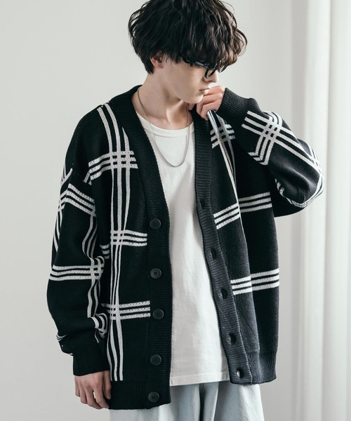 BT1855 【美品】サンドロ チェック柄 銀釦 カーディガン オーバーサイズ BT1855 【美品】サンドロ チェック柄 銀釦 カーディガン