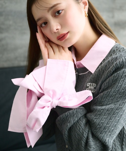 JILL by JILL STUART（ジルバイジルスチュアート）の「◇アイコニック袖リボンブラウス（シャツ/ブラウス・レディース・ピンク/グレー系その他/ブルー・FREE）」の3枚目の写真