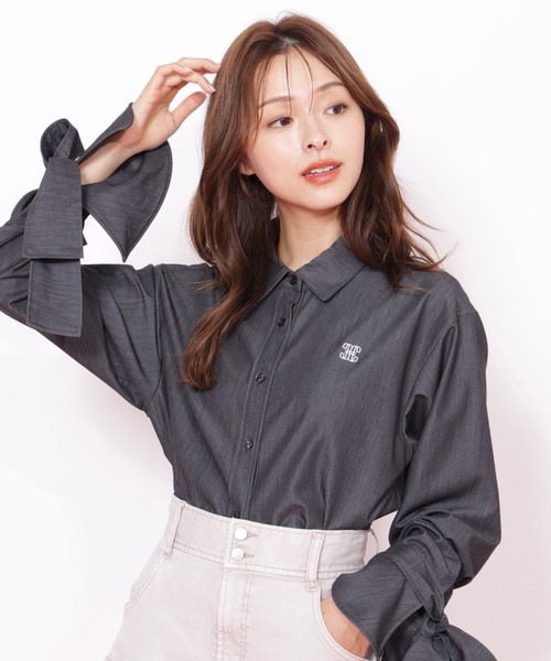 JILL by JILL STUART（ジルバイジルスチュアート）の「◇アイコニック袖リボンブラウス（シャツ/ブラウス・レディース・ピンク/グレー系その他/ブルー・FREE）」の12枚目の写真