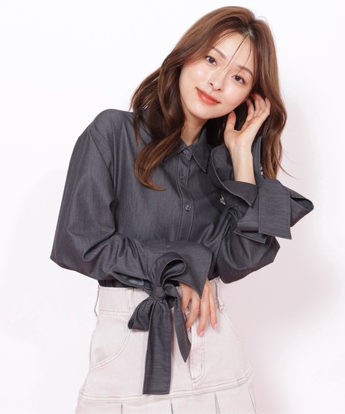 JILL by JILL STUART（ジルバイジルスチュアート）の「◇アイコニック袖リボンブラウス（シャツ/ブラウス・レディース・ピンク/グレー系その他/ブルー・FREE）」の11枚目の写真