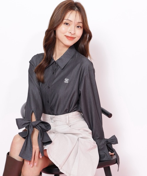 JILL by JILL STUART（ジルバイジルスチュアート）の「◇アイコニック袖リボンブラウス（シャツ/ブラウス・レディース・ピンク/グレー系その他/ブルー・FREE）」の9枚目の写真