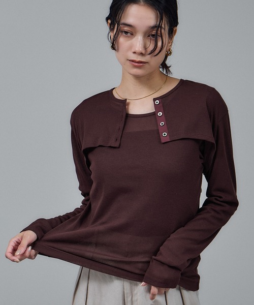 SALON adam et rope'（サロン アダム エ ロペ）の「nu=layer UVクルーネックシアーロンT / セットアップ対応（Tシャツ/カットソー・レディース・ブラック/ブラウン系その他2/ホワイト・FREE）」の21枚目の写真