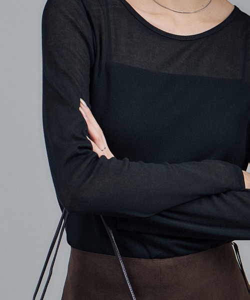 SALON adam et rope'（サロン アダム エ ロペ）の「nu=layer UVクルーネックシアーロンT / セットアップ対応（Tシャツ/カットソー・レディース・ブラック/ブラウン系その他2/ホワイト・FREE）」の18枚目の写真