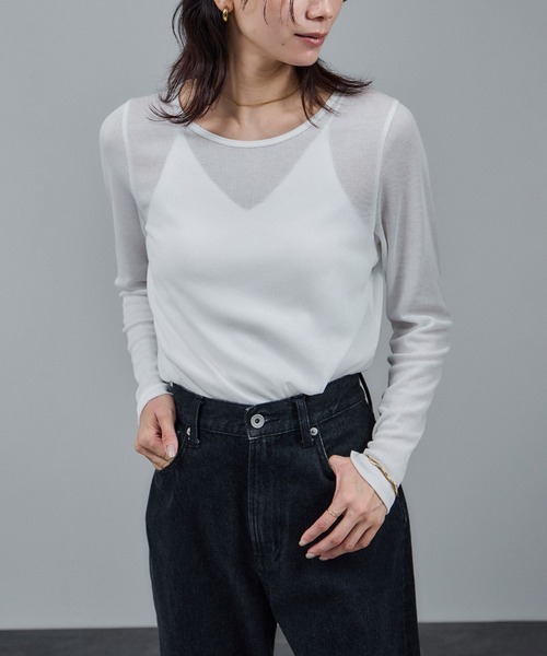 SALON adam et rope'（サロン アダム エ ロペ）の「nu=layer UVクルーネックシアーロンT / セットアップ対応（Tシャツ/カットソー・レディース・ブラック/ブラウン系その他2/ホワイト・FREE）」の20枚目の写真