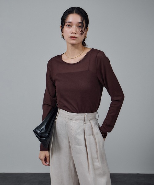 SALON adam et rope'（サロン アダム エ ロペ）の「nu=layer UVクルーネックシアーロンT / セットアップ対応（Tシャツ/カットソー・レディース・ブラック/ブラウン系その他2/ホワイト・FREE）」の13枚目の写真