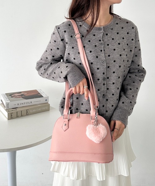 セール】【6色展開】ハートチャーム付きボストンバッグ（ボストン