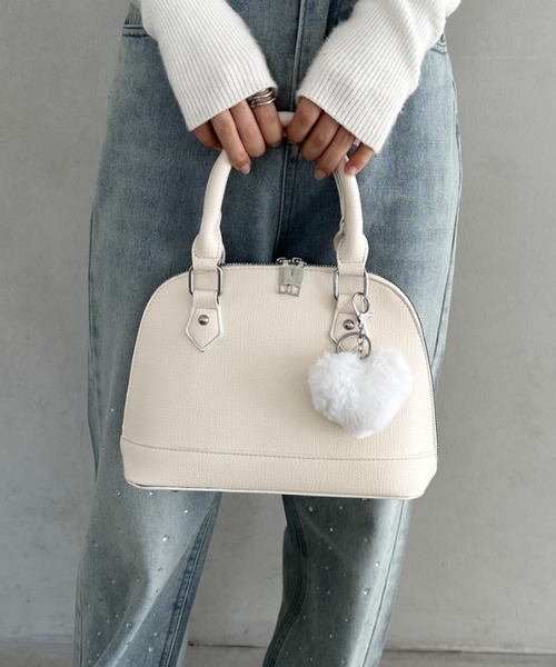 セール】【6色展開】ハートチャーム付きボストンバッグ（ボストン