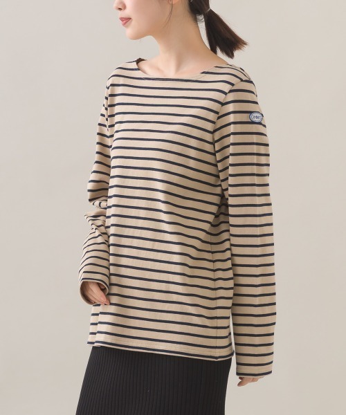 OMNES(オムネス)の「コットン長袖ボーダーTシャツ(Tシャツ/カットソー・レディース・ホワイト×ネイビー/ベージュ×ブラック/ベージュ系その他/ベージュ系その他2/ブラウン系その他/マルチ/ホワイト×ピンク/ベージュ系その他3・MEDIUM)」の10枚目の写真