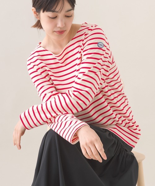 OMNES(オムネス)の「コットン長袖ボーダーTシャツ(Tシャツ/カットソー・レディース・ホワイト×ネイビー/ベージュ×ブラック/ベージュ系その他/ベージュ系その他2/ブラウン系その他/マルチ/ホワイト×ピンク/ベージュ系その他3・MEDIUM)」の21枚目の写真