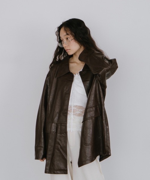 duei（デュイ）の「フェイクレザーオーバージャケット（その他アウター・レディース・ブラック/ブラウン・FREE）」の18枚目の写真