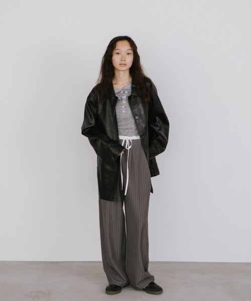 duei（デュイ）の「フェイクレザーオーバージャケット（その他アウター・レディース・ブラック/ブラウン・FREE）」の9枚目の写真
