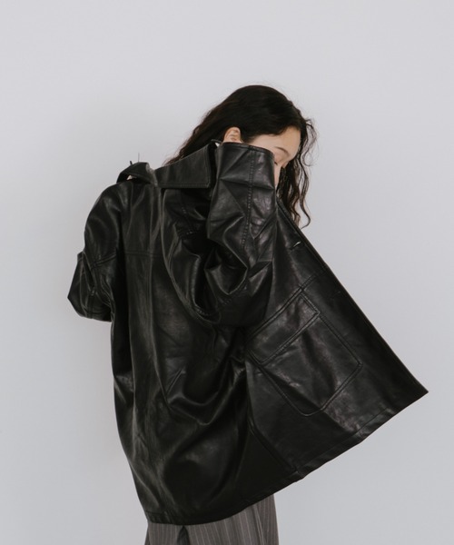 duei（デュイ）の「フェイクレザーオーバージャケット（その他アウター・レディース・ブラック/ブラウン・FREE）」の7枚目の写真