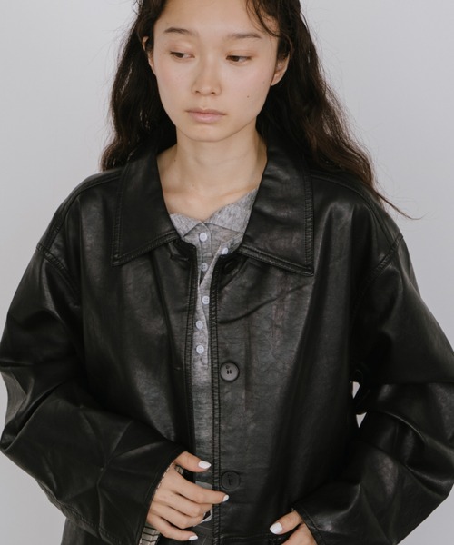 duei（デュイ）の「フェイクレザーオーバージャケット（その他アウター・レディース・ブラック/ブラウン・FREE）」の8枚目の写真