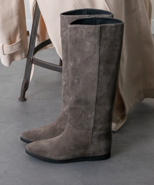 CORSO ROMA，9（コルソローマ）の「【CORSO ROMA 9】セミルーズフィットインヒールロングブーツ(W53214)（ブーツ・レディース・ブラック系その他/グレイッシュベージュ/ブラック・38/37/36/39）」の3枚目の写真