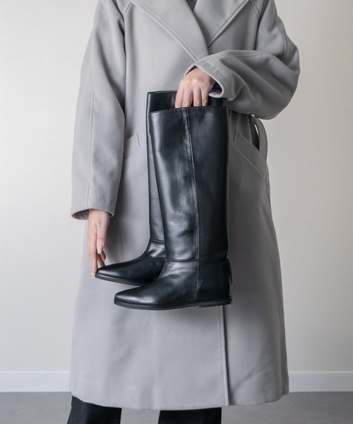 CORSO ROMA，9（コルソローマ）の「【CORSO ROMA 9】セミルーズフィットインヒールロングブーツ(W53214)（ブーツ・レディース・ブラック系その他/グレイッシュベージュ/ブラック・38/37/36/39）」の7枚目の写真