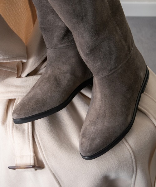 CORSO ROMA，9（コルソローマ）の「【CORSO ROMA 9】セミルーズフィットインヒールロングブーツ(W53214)（ブーツ・レディース・ブラック系その他/グレイッシュベージュ/ブラック・38/37/36/39）」の8枚目の写真