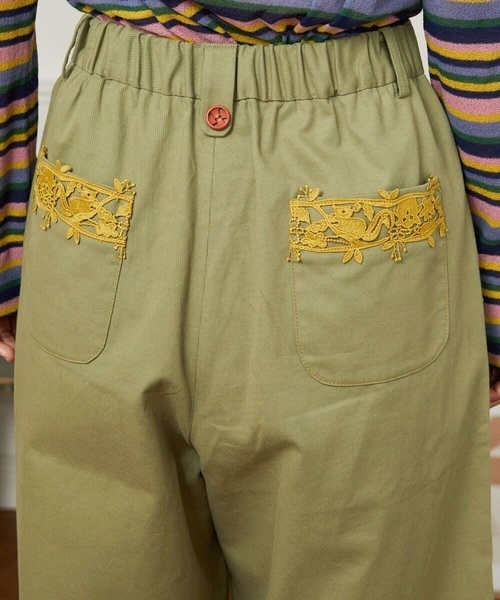 Jocomomola(ホコモモラ)の「Encaje de Animal フラワーレースワイドパンツ(その他パンツ・レディース・ミント/チャコールグレー・42/40)」の15枚目の写真