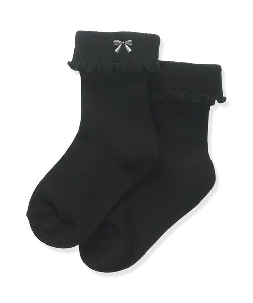 BRANSHES（ブランシェス）の「リボン刺しゅうソックス（ソックス/靴下・キッズ・ブラック/オフホワイト・13-15cm/16-18cm/19-21cm）」の8枚目の写真