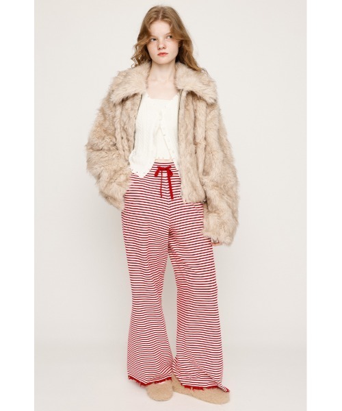 SLY(スライ)の「BORDER KNIT RELAX PT ボーダー ニット リラックスパンツ 秋服 冬服(スラックス・レディース・レッド系その他/ブラック系その他2/ブラウン系その他2・FREE)」の4枚目の写真