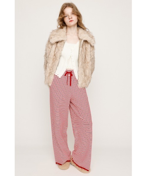 SLY(スライ)の「BORDER KNIT RELAX PT ボーダー ニット リラックスパンツ 秋服 冬服(スラックス・レディース・レッド系その他/ブラック系その他2/ブラウン系その他2・FREE)」の5枚目の写真